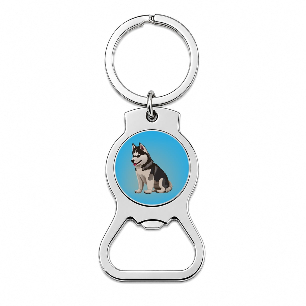 Siberian Husky Dog Sitting Bottle Opener Keychain