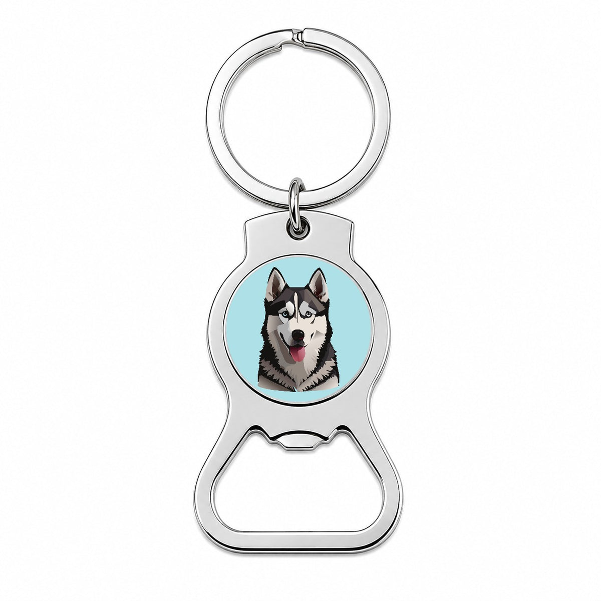 Siberian Husky Dog Tongue Out Bottle Opener Keychain