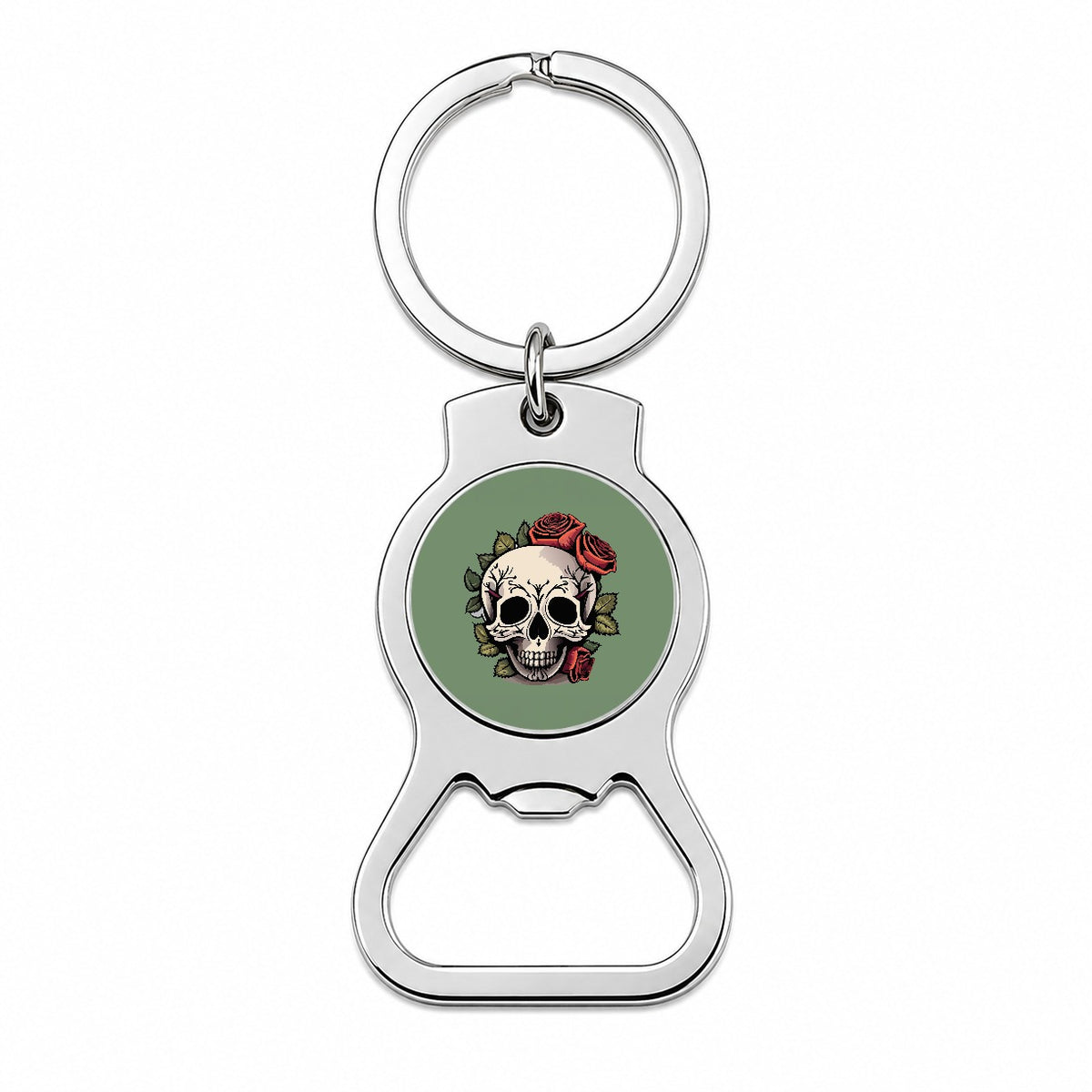Skull and Roses Bottle Opener Keychain