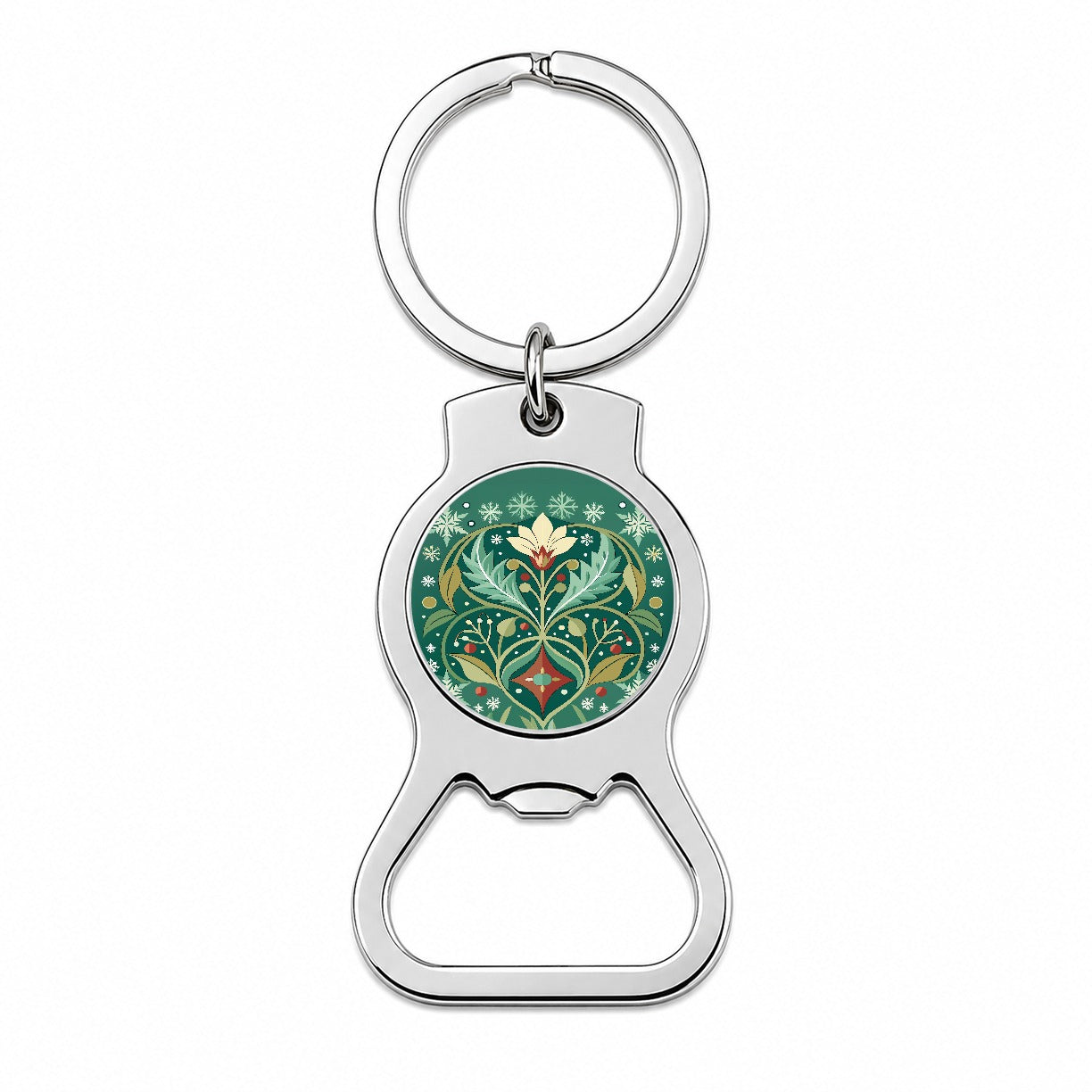 Snowflakes Winter Art Nouveau Bottle Opener Keychain