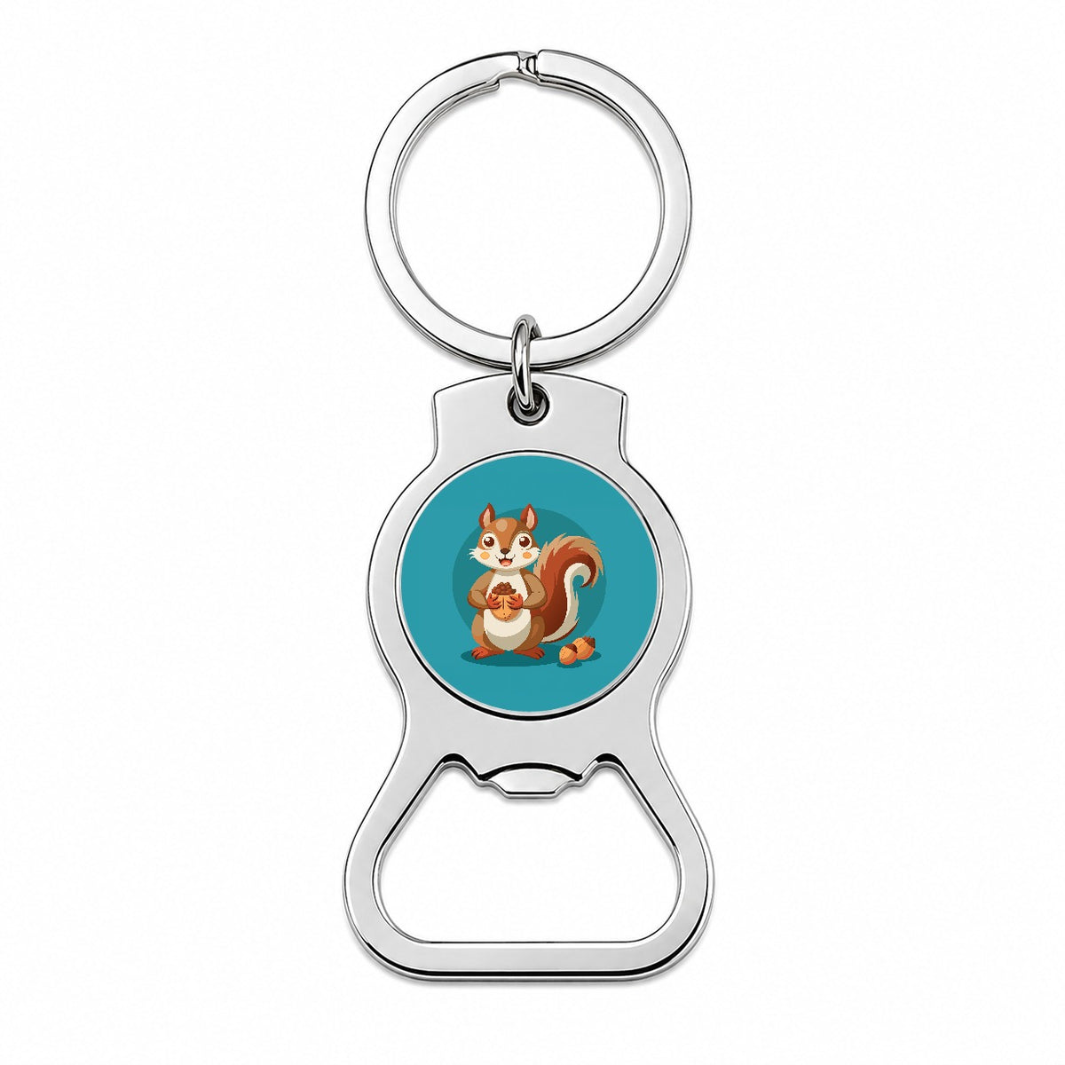 Squirrel with Nuts Smiling Bottle Opener Keychain