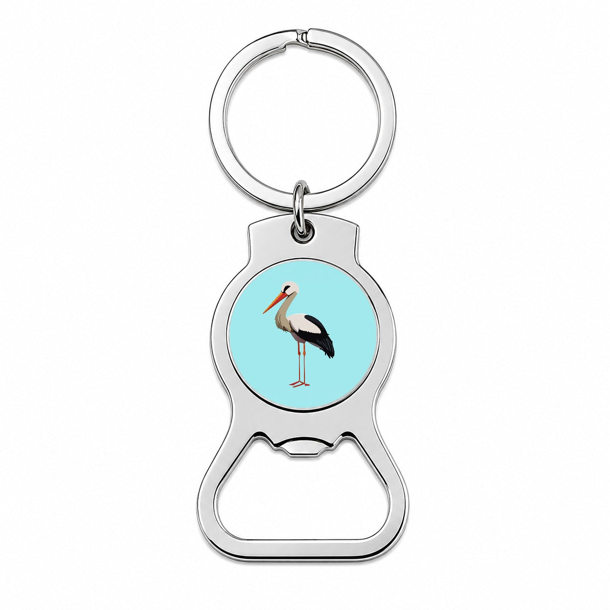 Stork Bird Profile Bottle Opener Keychain