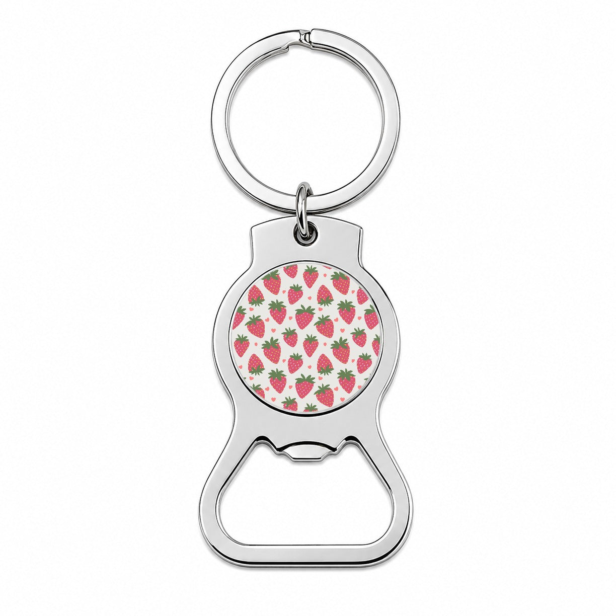Strawberries Strawberry Hearts Pattern Bottle Opener Keychain
