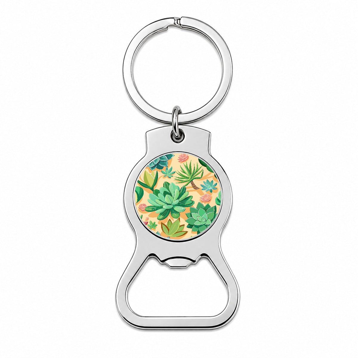 Succulents Scattered Pattern Bottle Opener Keychain