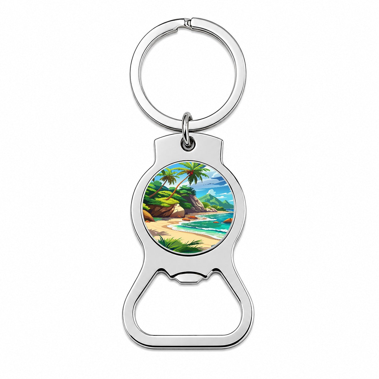 Tropical Beach Beautiful Vacation Travel Bottle Opener Keychain