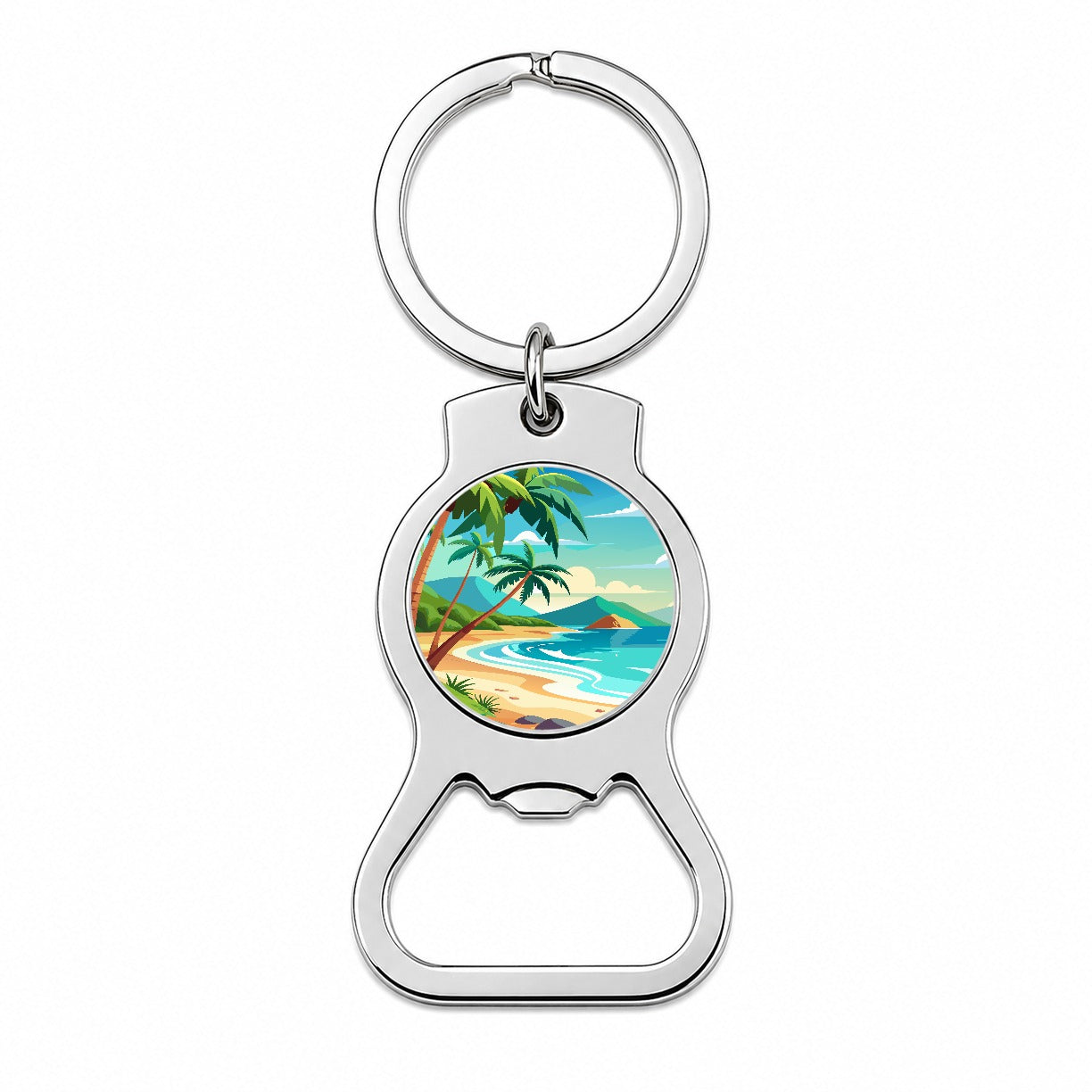 Tropical Beach Ocean Vacation Travel Bottle Opener Keychain