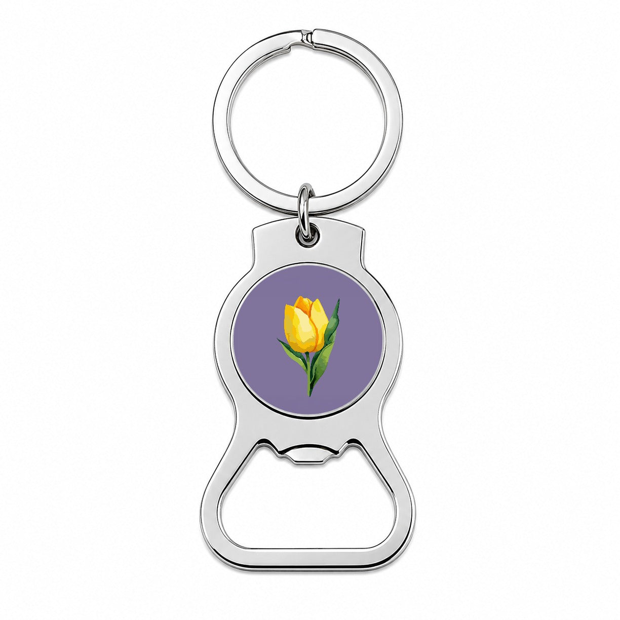 Tulip Flower Yellow Watercolor Bottle Opener Keychain