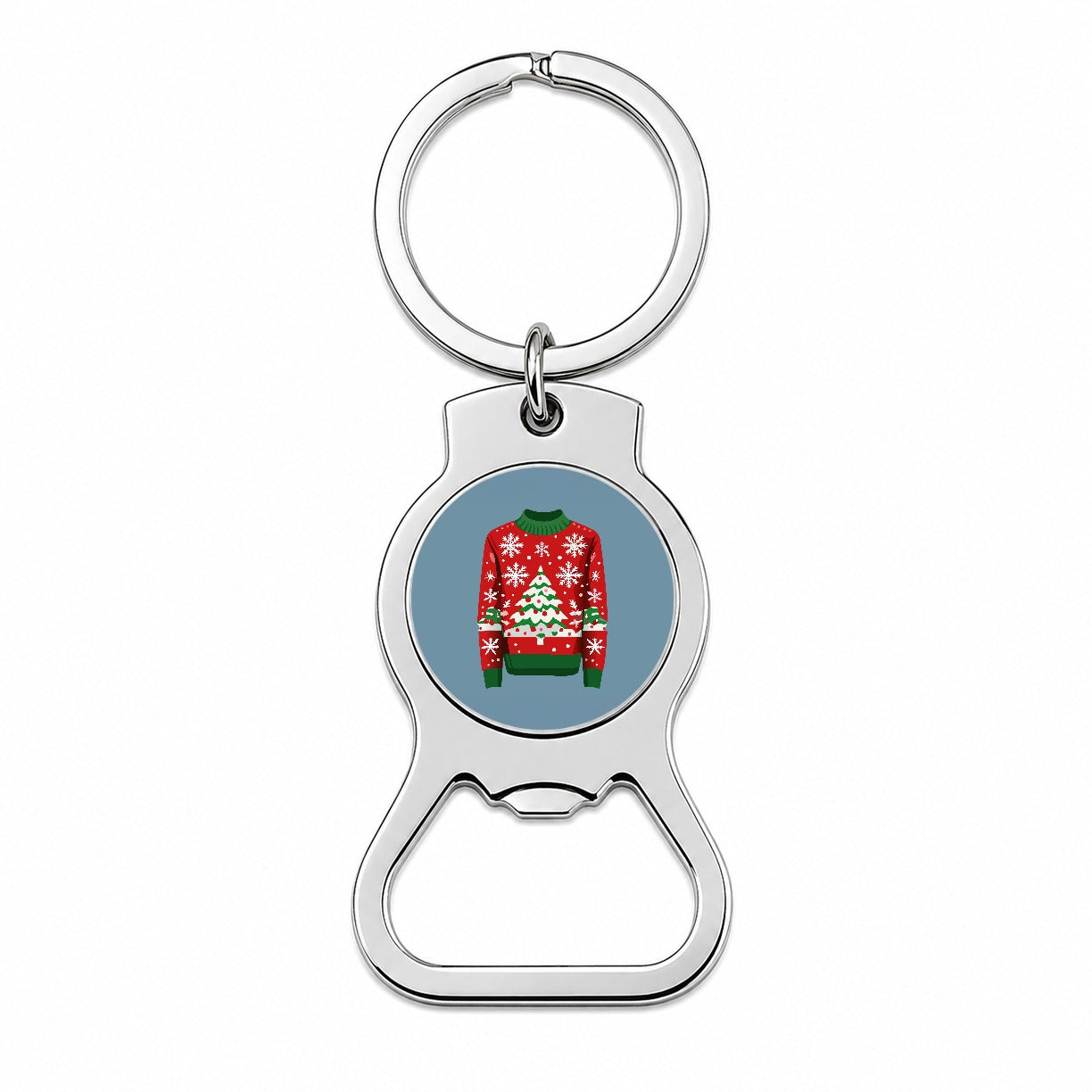 Ugly Christmas Sweater Tree Bottle Opener Keychain