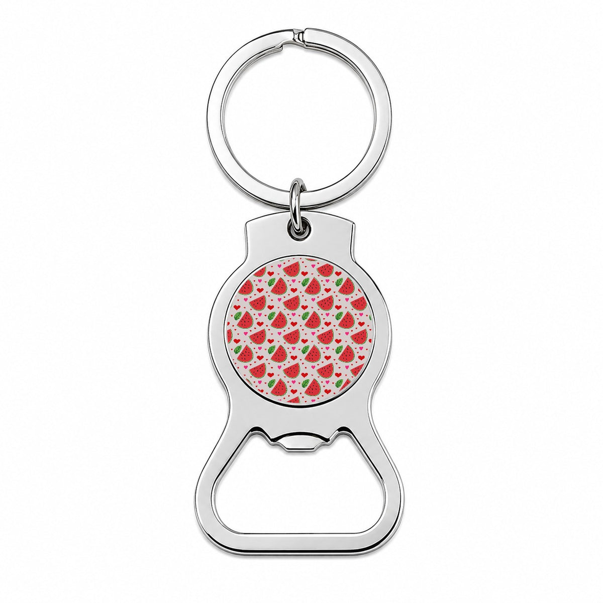 Watermelon Hearts Pattern Bottle Opener Keychain