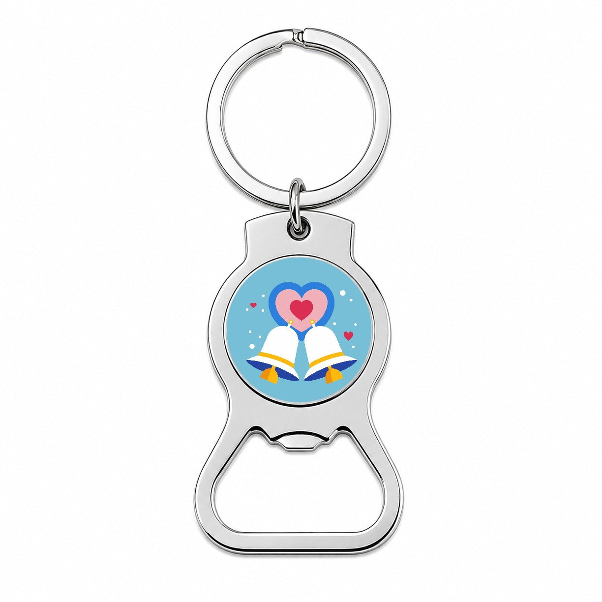 Wedding Bells Heart Love Marriage Bottle Opener Keychain