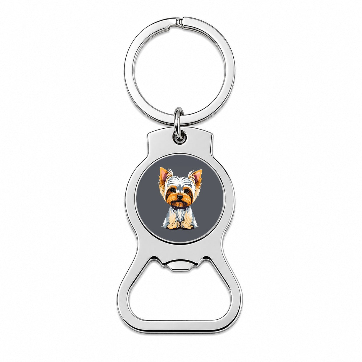 Yorkshire Terrier Dog Sitting Bottle Opener Keychain