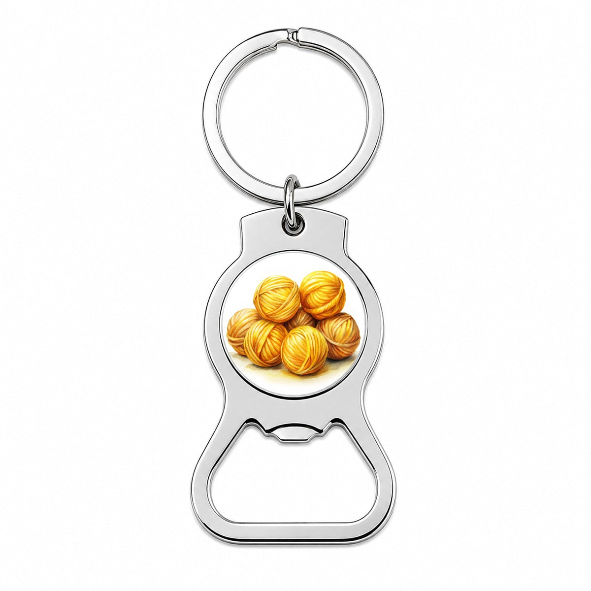 Balls Of Yellow Yarn Knitting Crochet Watercolor Bottle Opener Keychain