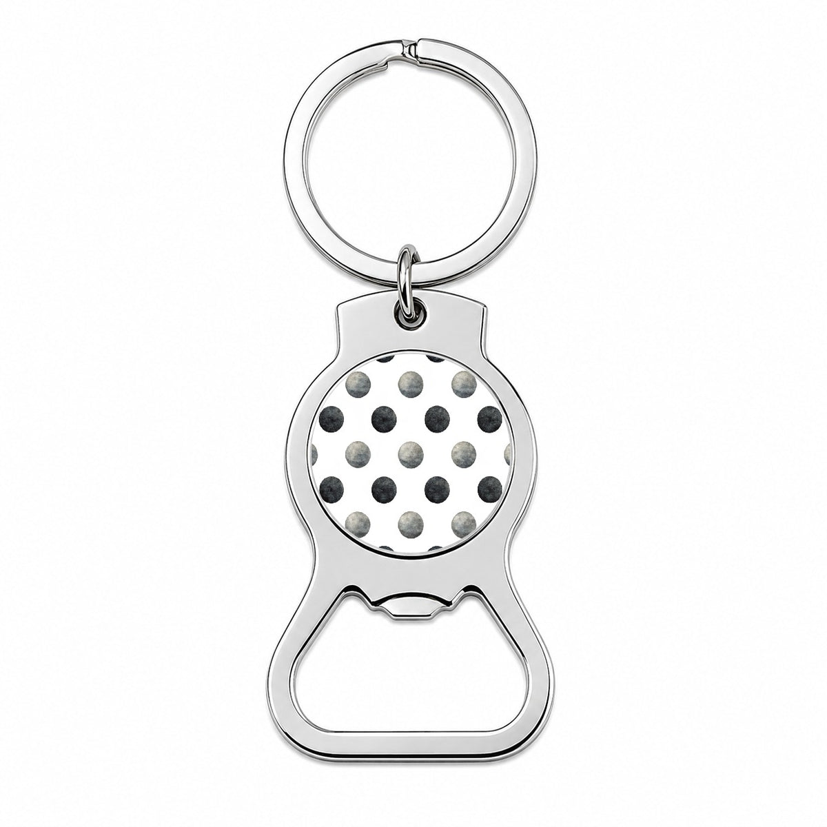 Black Polka Dots White Background Bottle Opener Keychain
