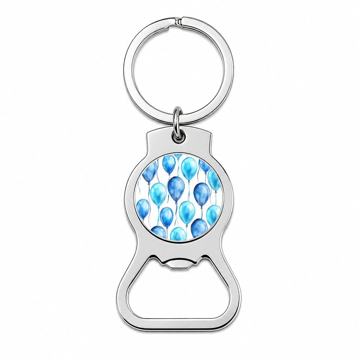 Blue Balloons Watercolor Birthday Bottle Opener Keychain