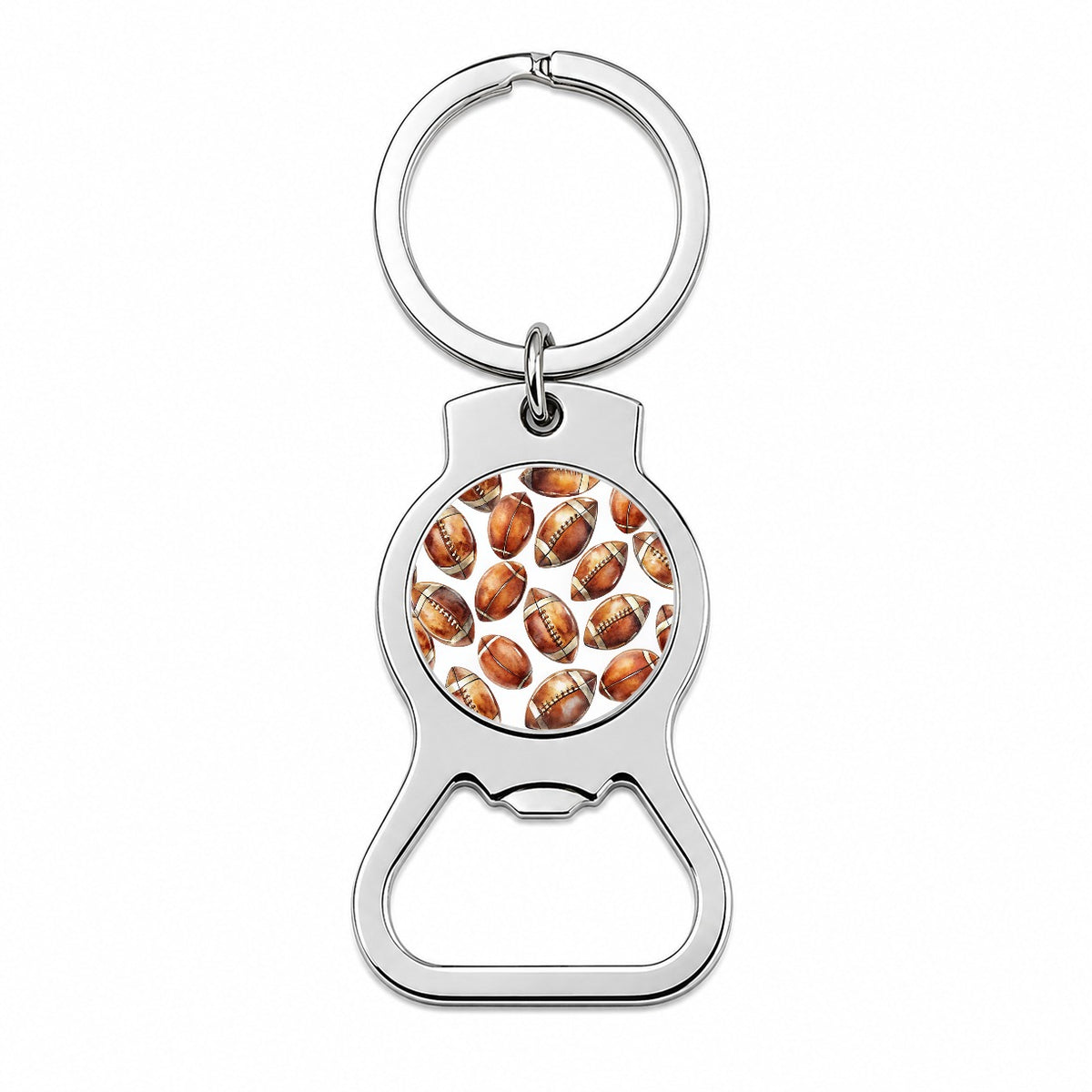 Brown Football Balls Watercolor Bottle Opener Keychain