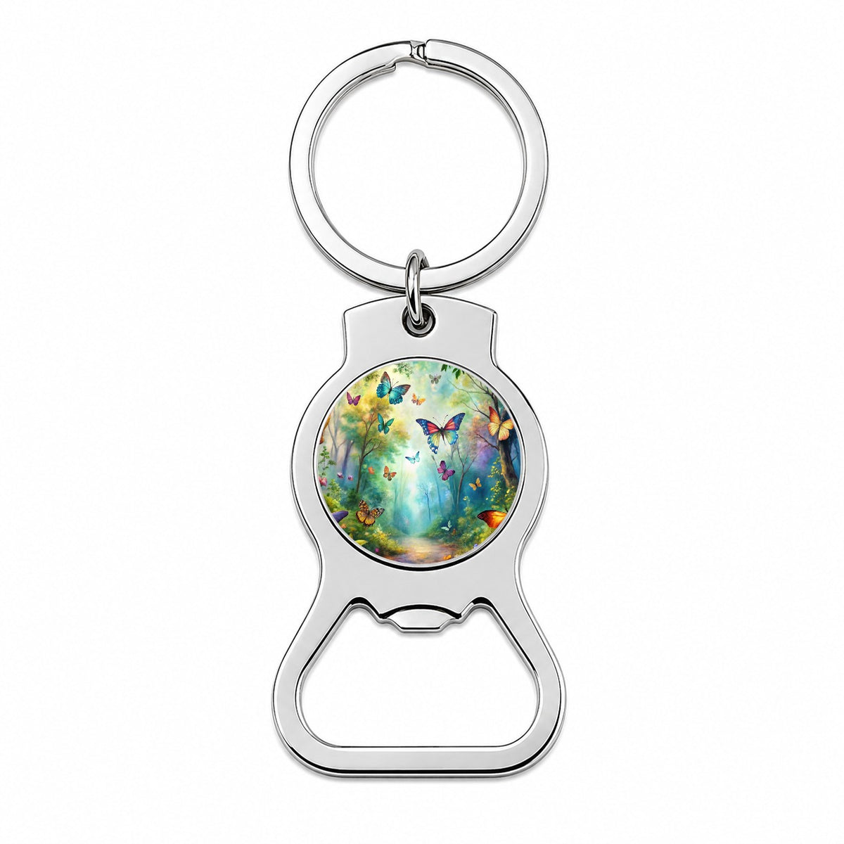 Butterflies Forest Fantasy Watercolor Design Bottle Opener Keychain