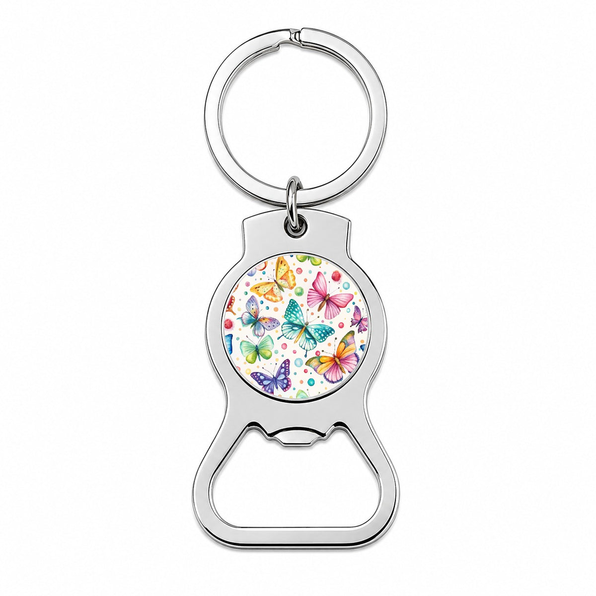 Butterflies Polka Dots Watercolor Bottle Opener Keychain