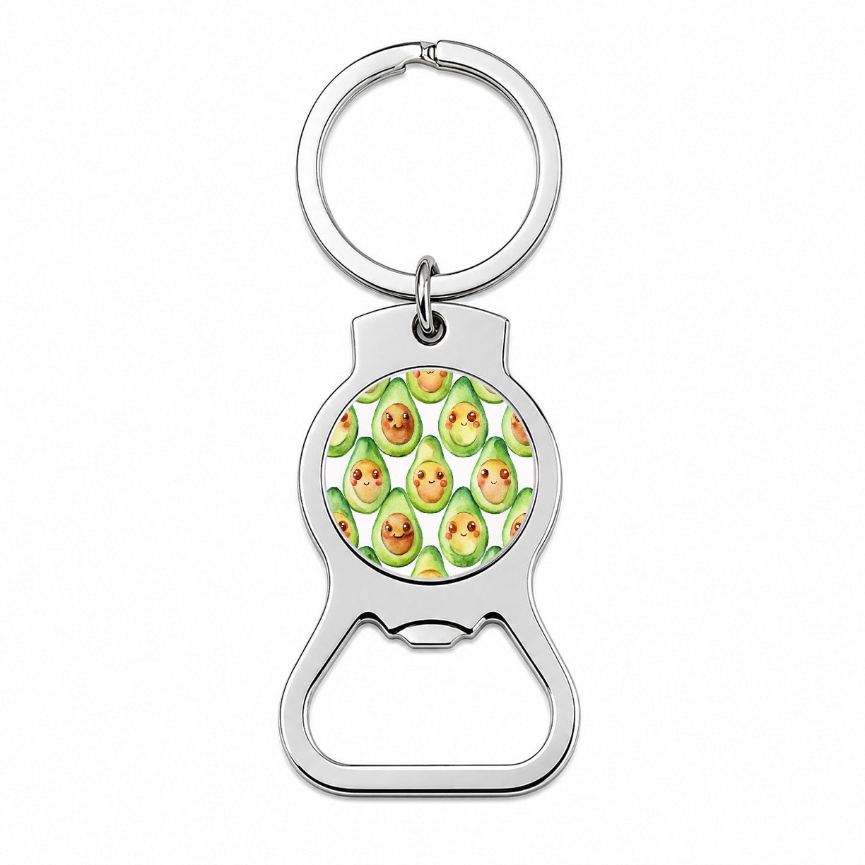 Cute Avocado Faces Watercolor Bottle Opener Keychain
