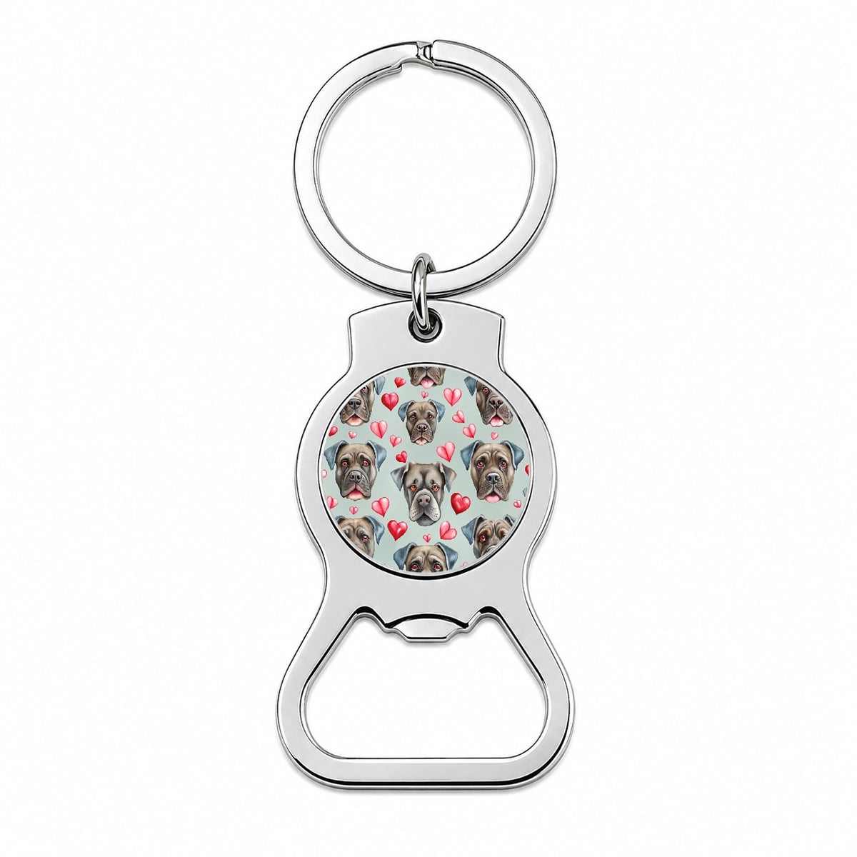 Cute Cane Corso Dog Faces Hearts Bottle Opener Keychain