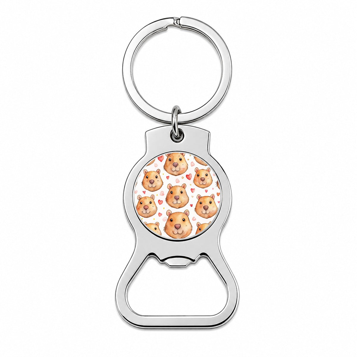 Cute Capybara Faces Hearts Bottle Opener Keychain