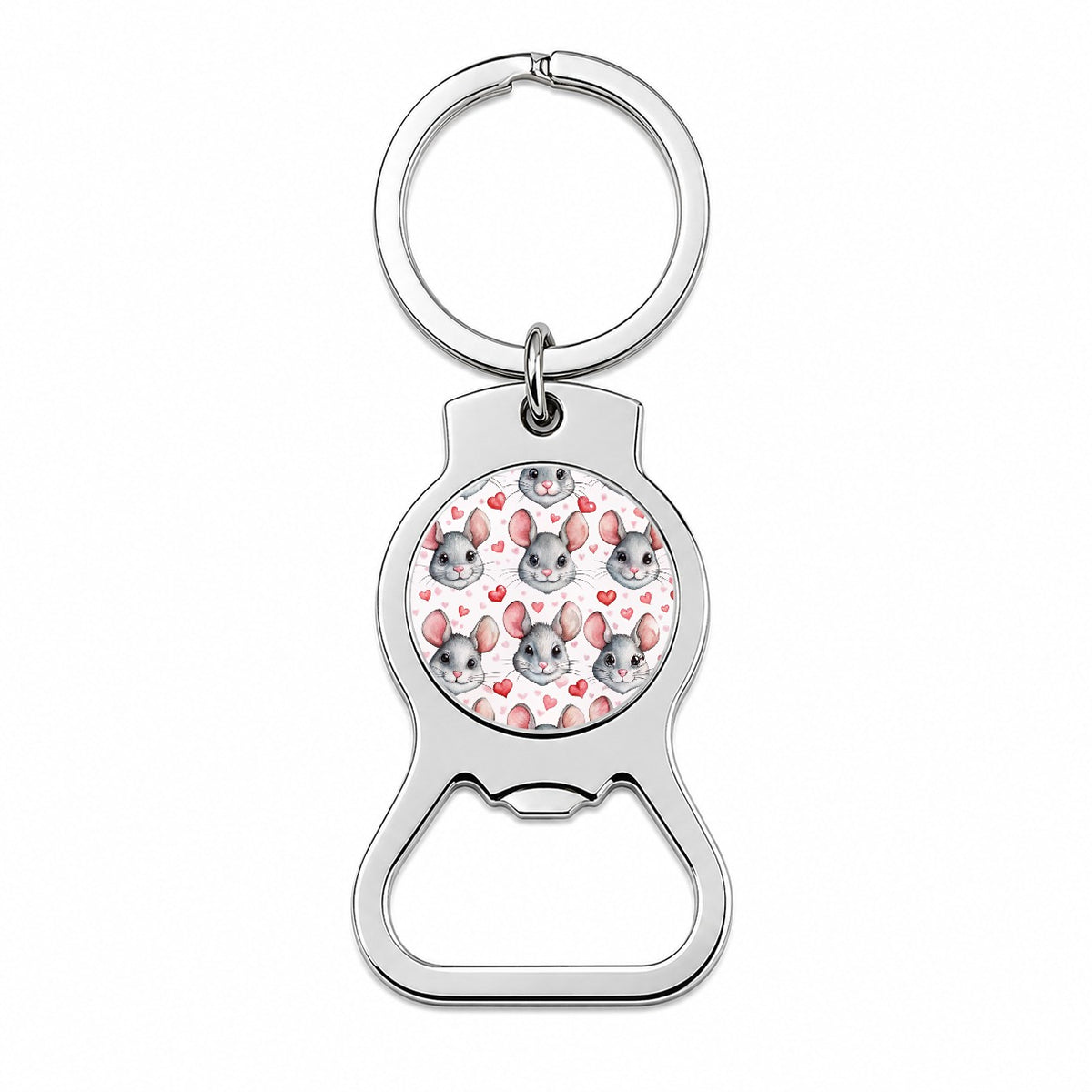 Cute Chinchilla Faces Hearts Bottle Opener Keychain
