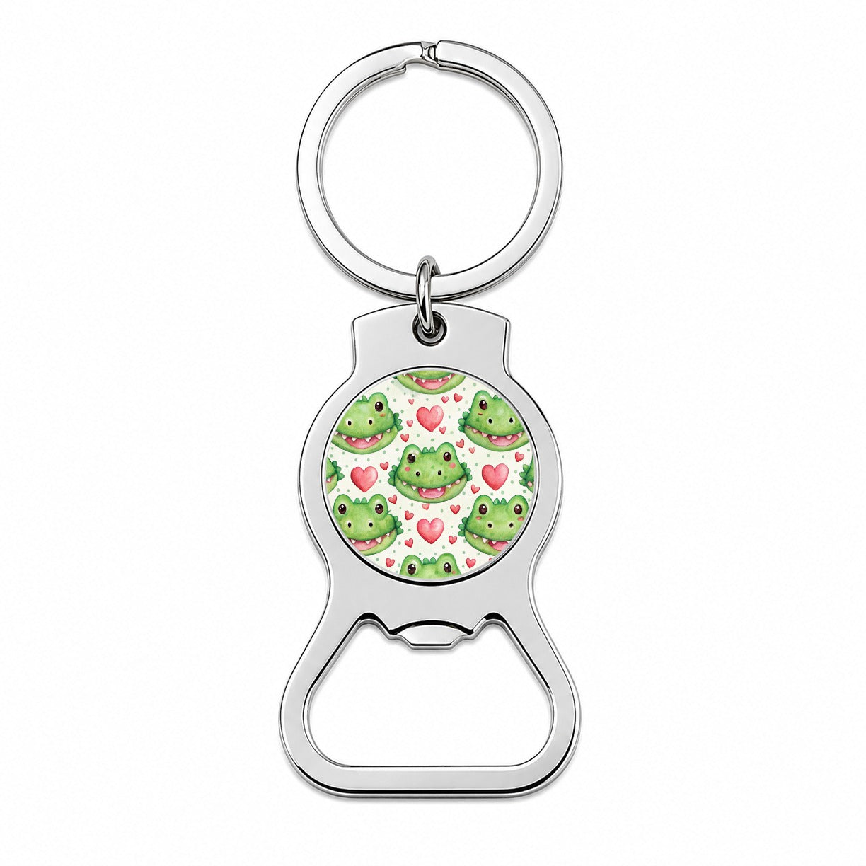 Cute Crocodile Alligator Faces Hearts Bottle Opener Keychain