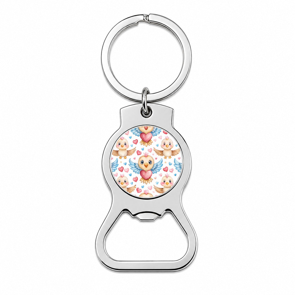 Cute Eagles Hearts Watercolor Bottle Opener Keychain