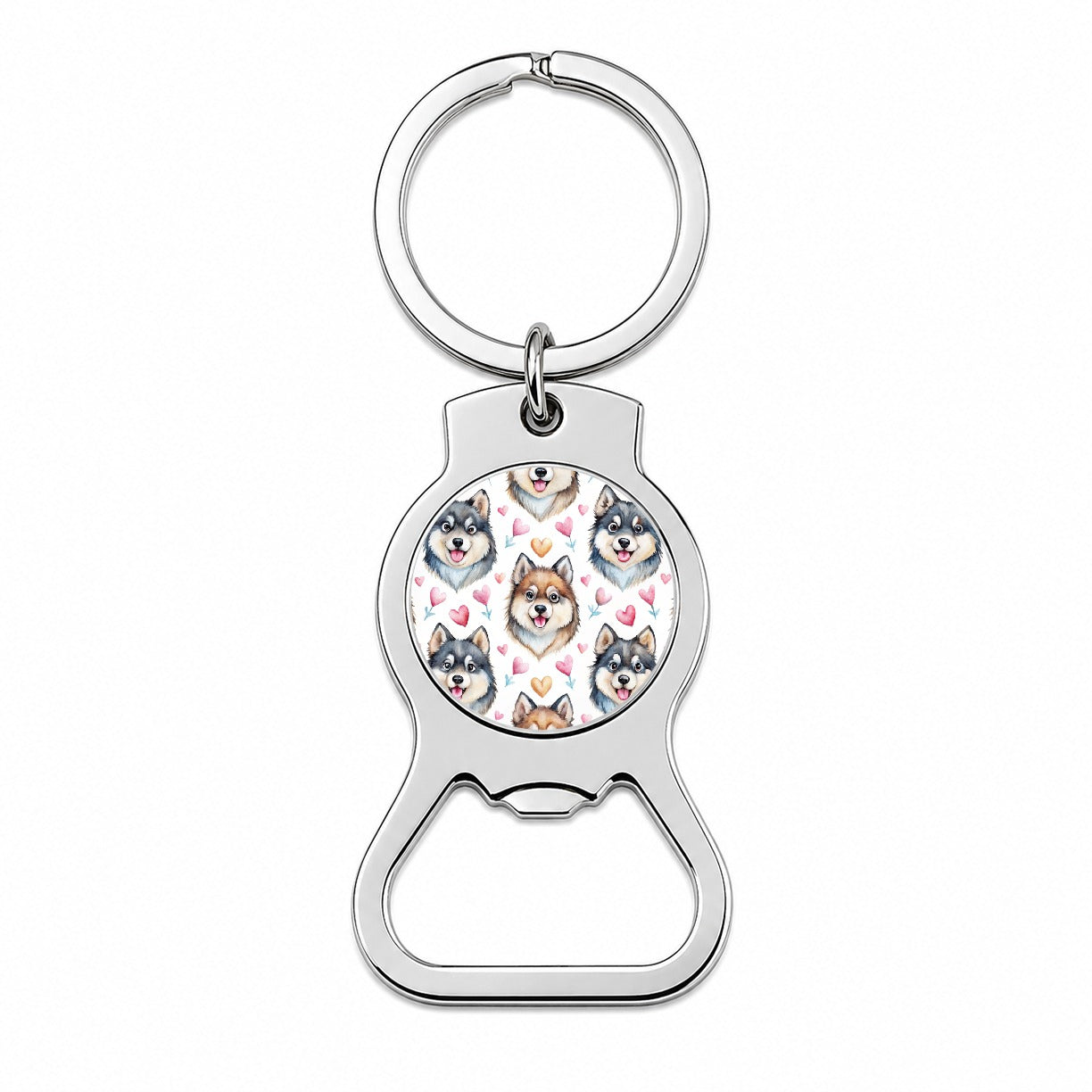 Cute Finnish Lapphund Dog Faces Bottle Opener Keychain