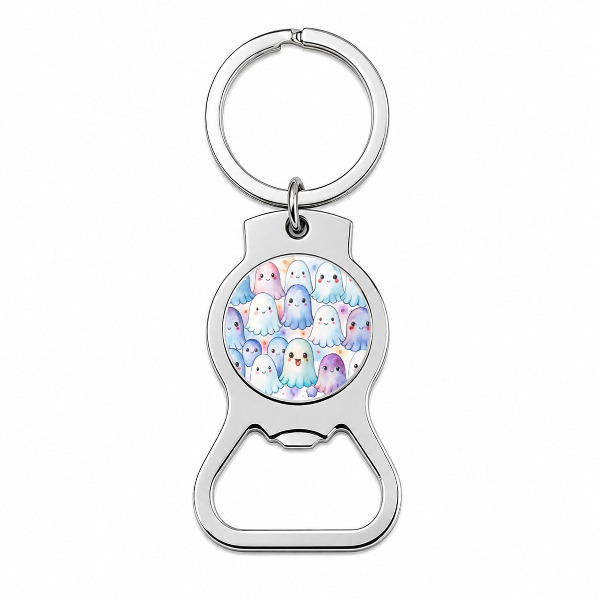 Cute Ghosts Watercolor Bottle Opener Keychain