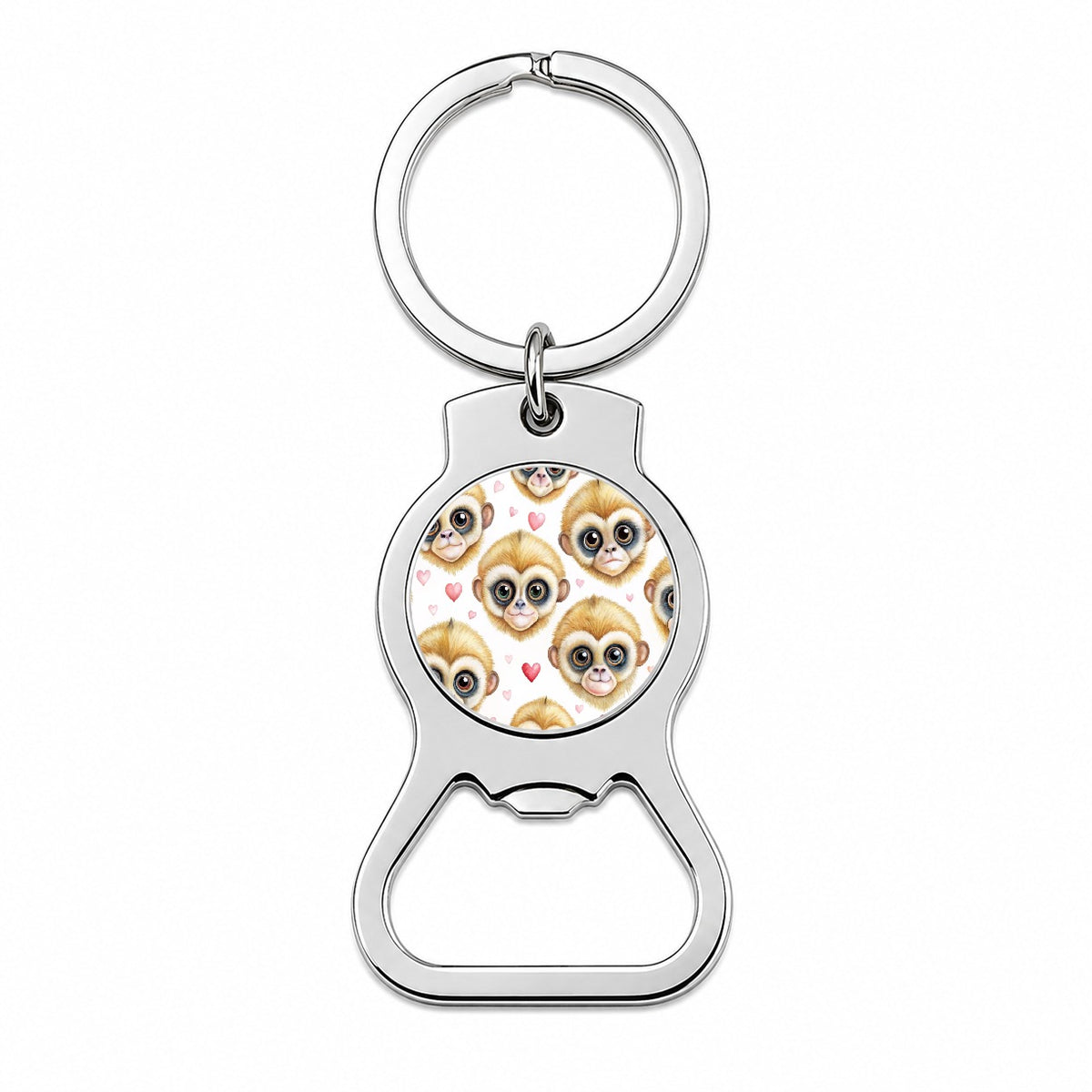 Cute Gibbons Faces Hearts Bottle Opener Keychain