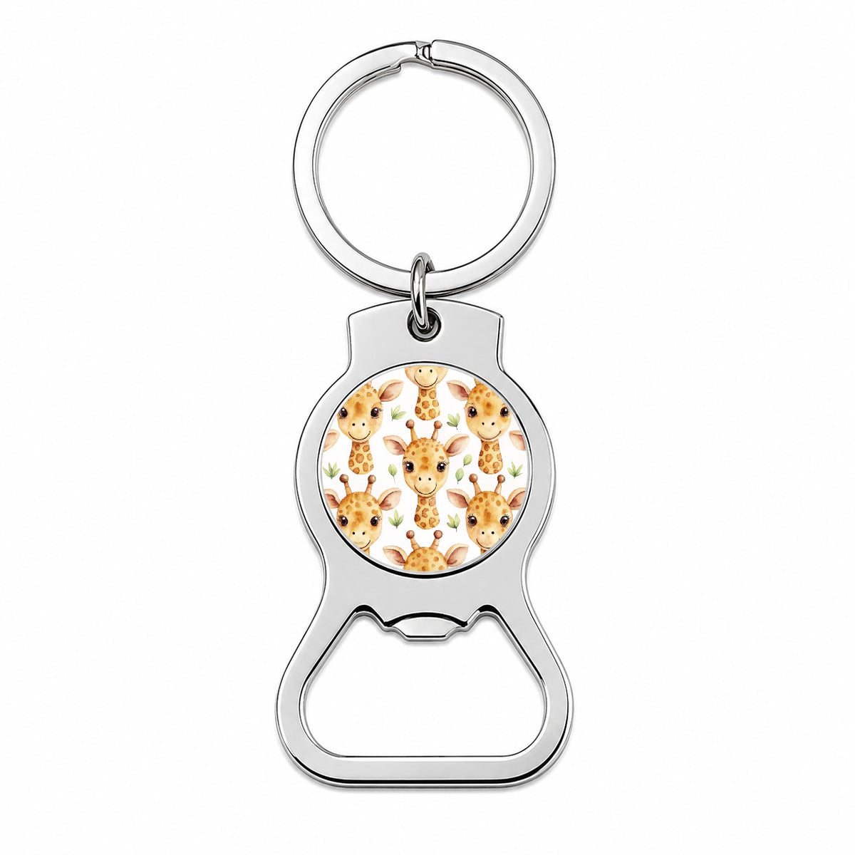 Cute Giraffe Faces Watercolor Bottle Opener Keychain