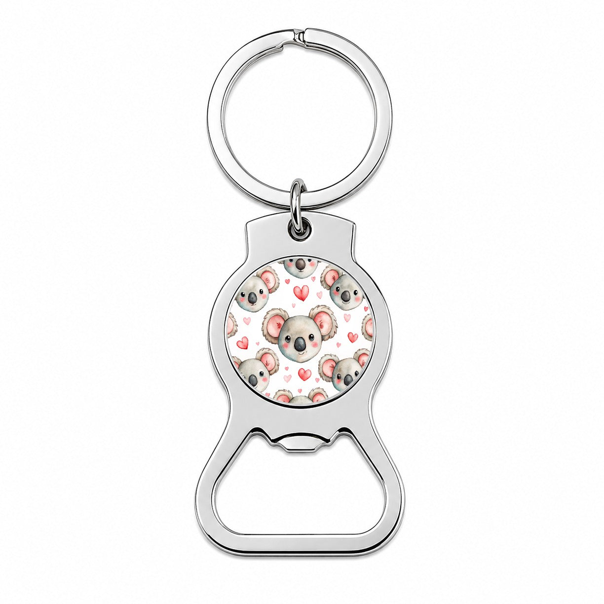 Cute Koala Bears Faces Hearts Bottle Opener Keychain