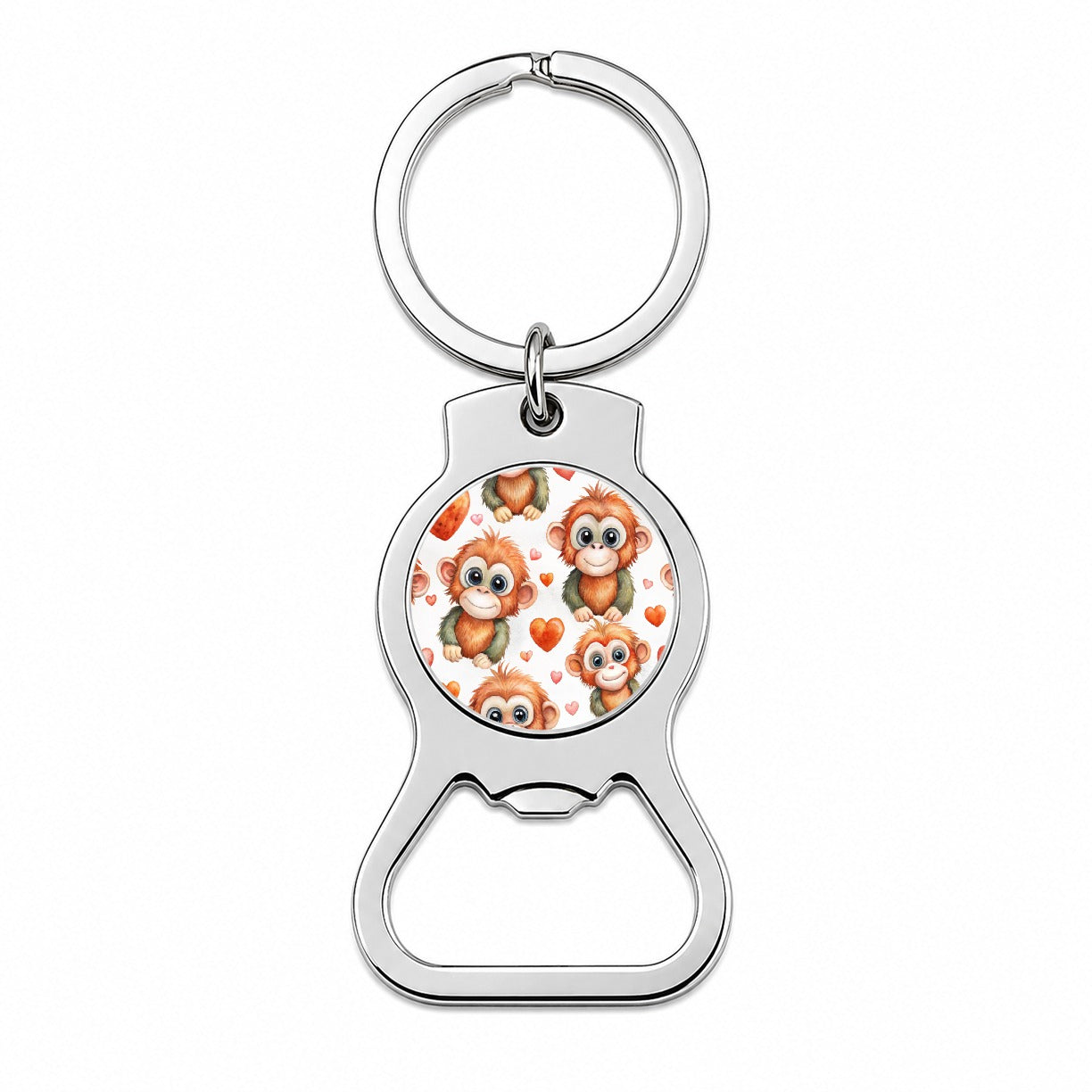 Cute Orangutans Hearts Watercolor Bottle Opener Keychain