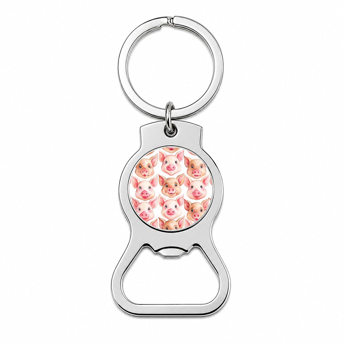 Cute Pig Faces Watercolor Bottle Opener Keychain