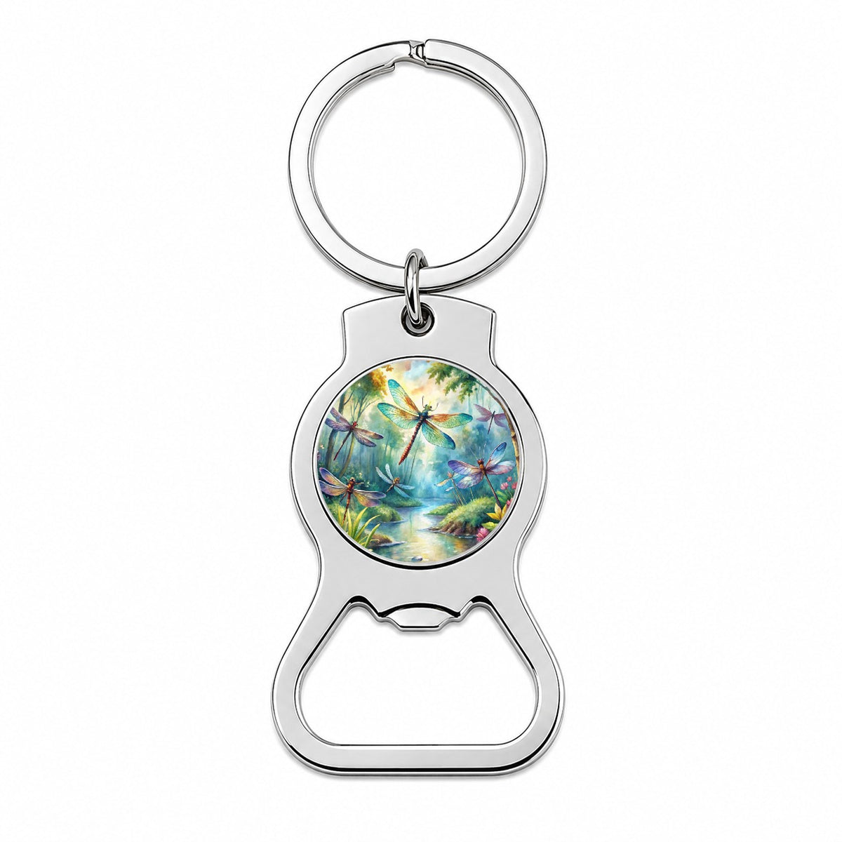Dragonflies Forest Fantasy Watercolor Design Bottle Opener Keychain