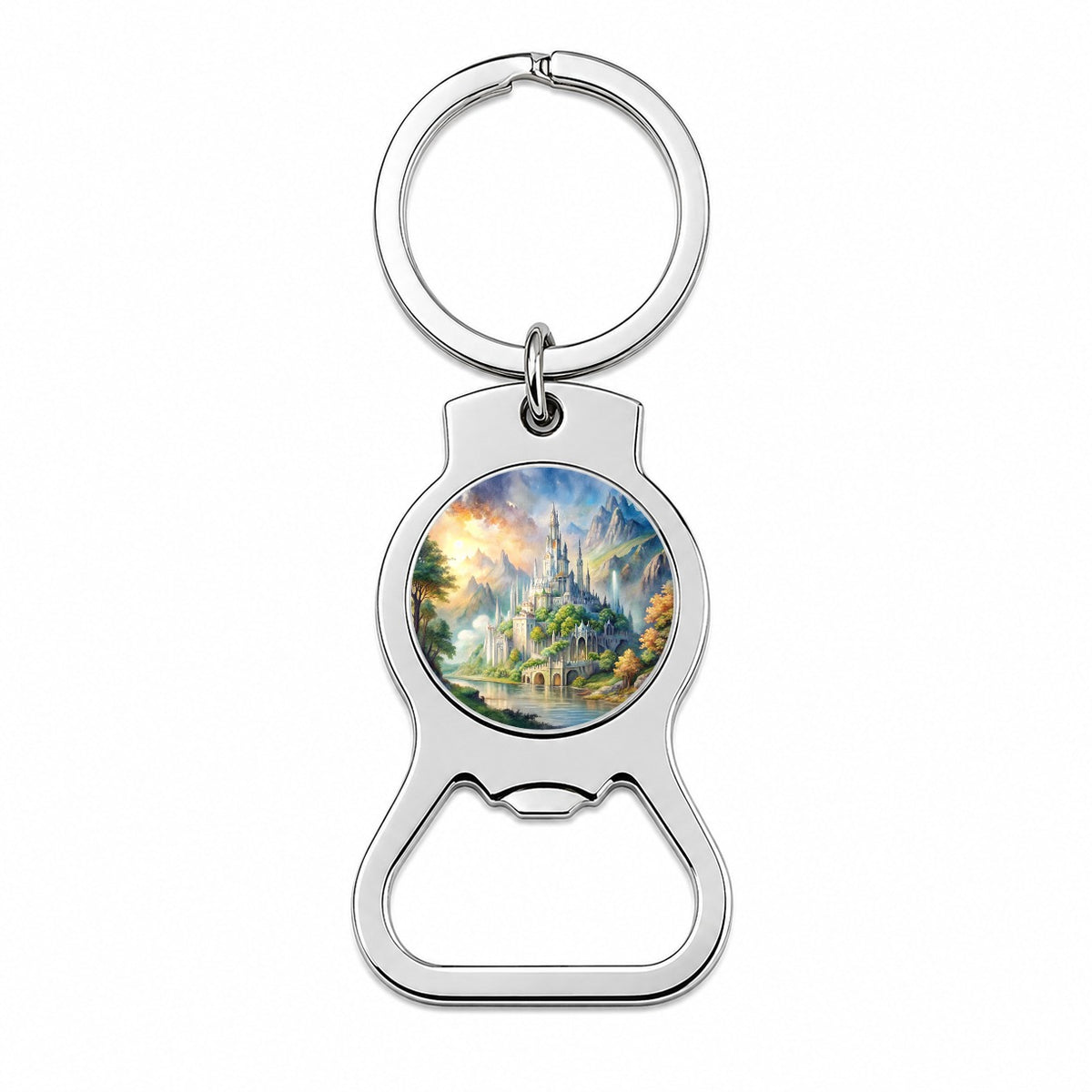 Elves Elvish Beautiful Fantasy Watercolor Bottle Opener Keychain