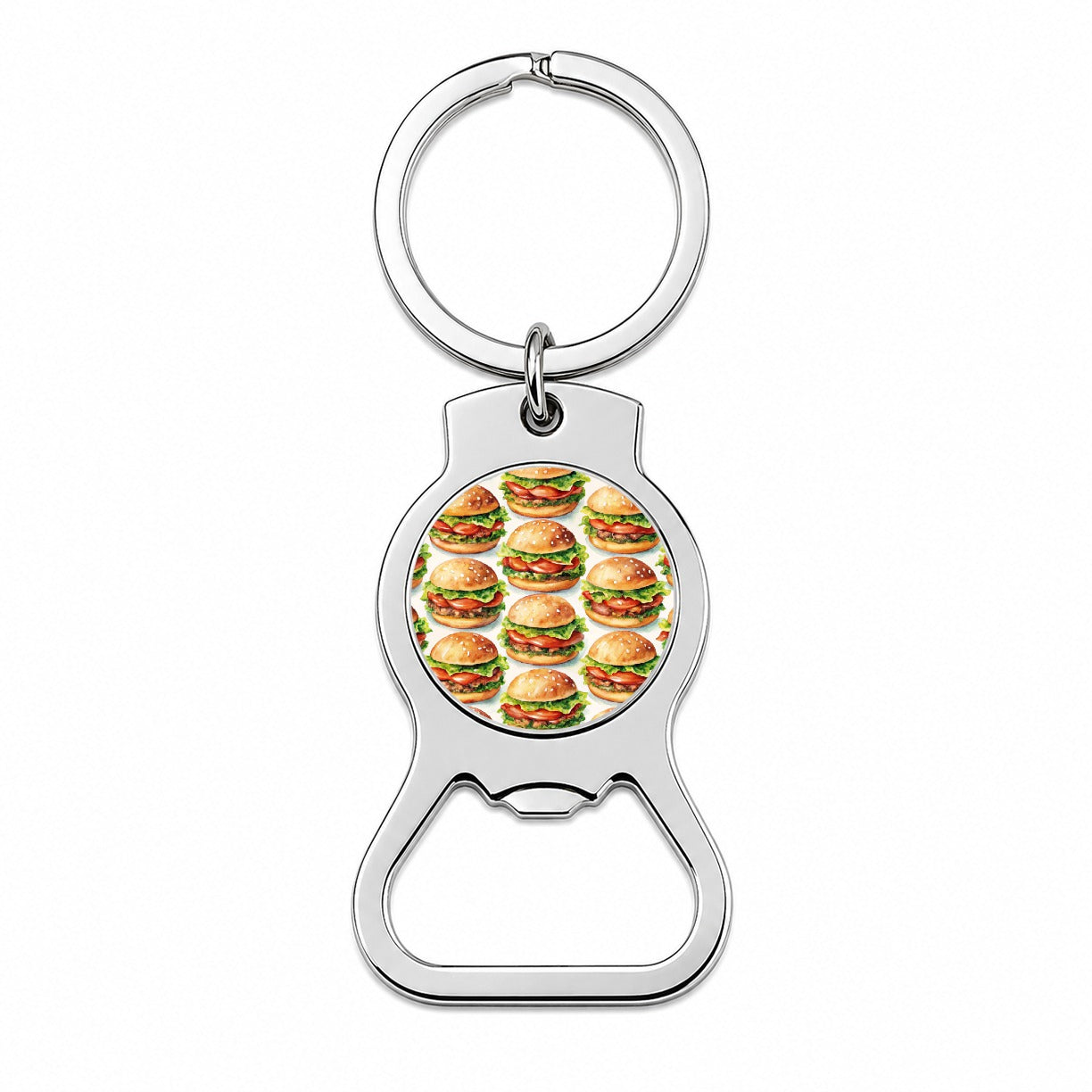 Hamburgers Watercolor Bottle Opener Keychain