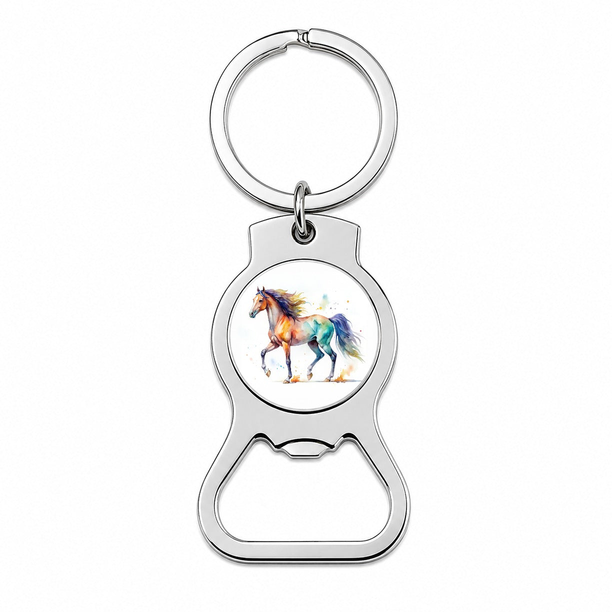 Horse Watercolor Design Bottle Opener Keychain