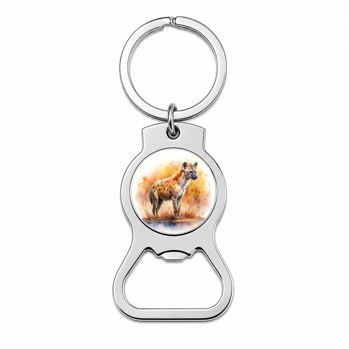 Hyena African Plain Watercolor Design Bottle Opener Keychain