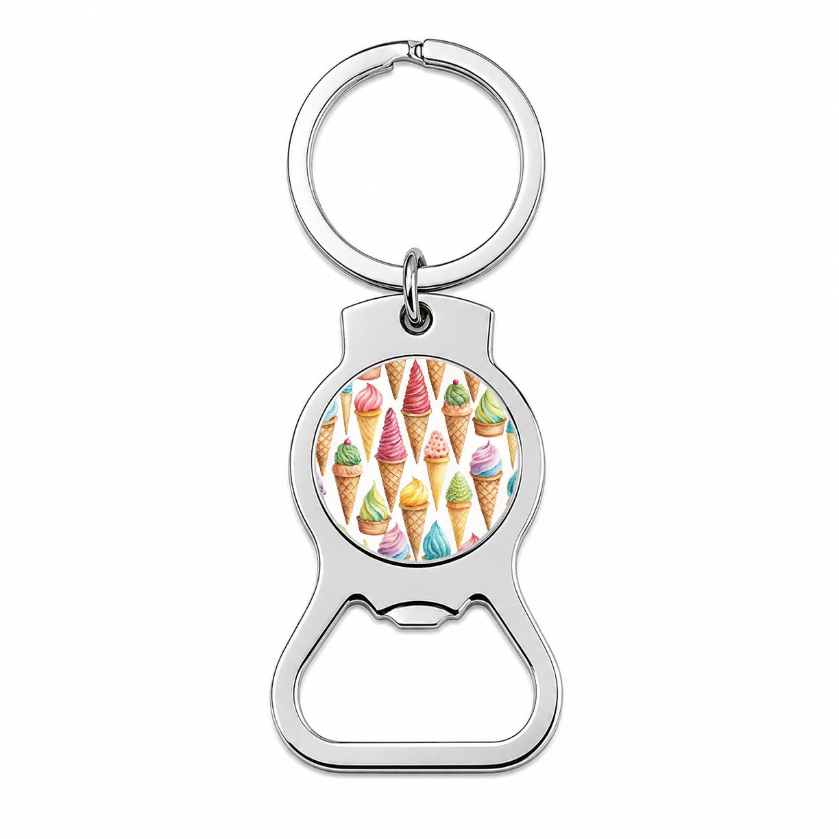 Ice Cream Cones Colorful Bottle Opener Keychain