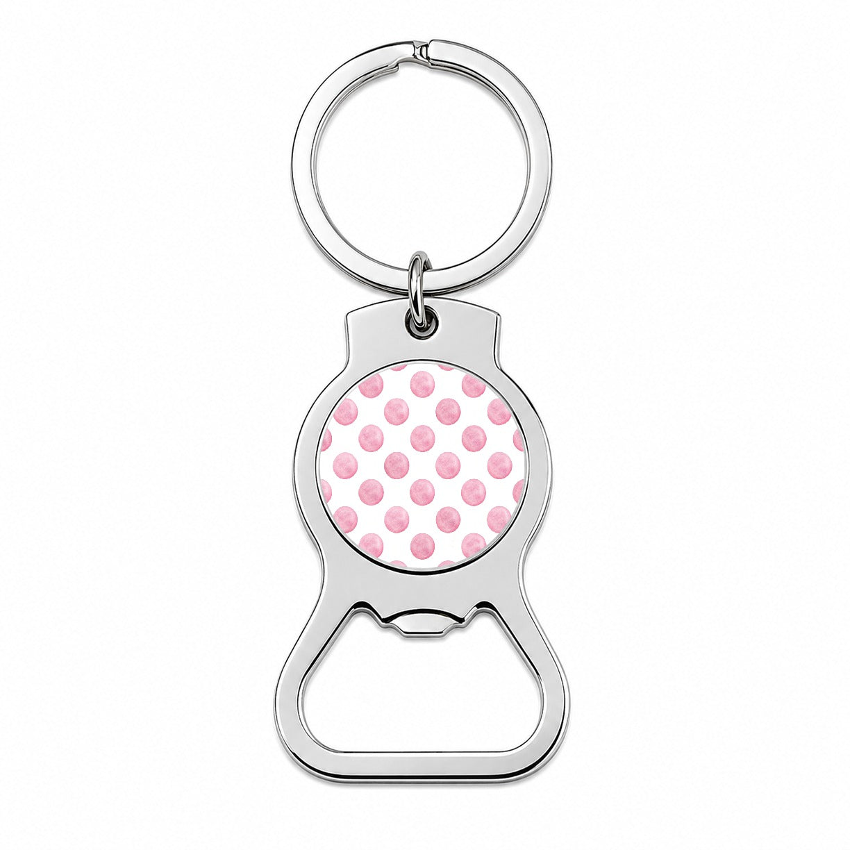 Light Pink Polka Dots White Background Bottle Opener Keychain