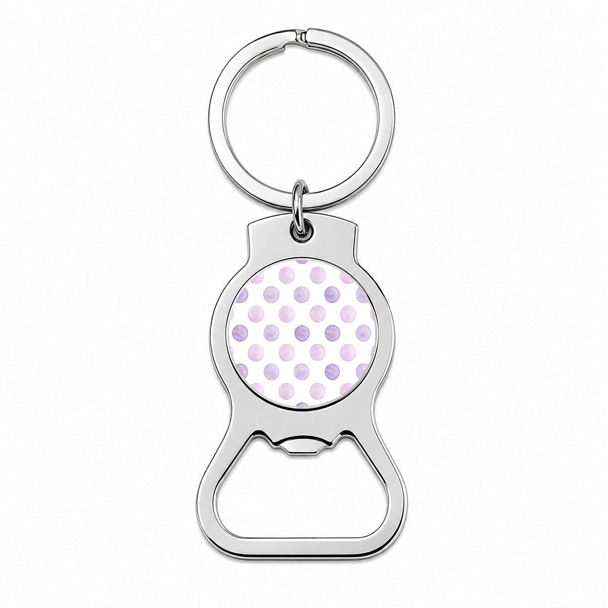 Light Purple Polka Dots White Background Bottle Opener Keychain