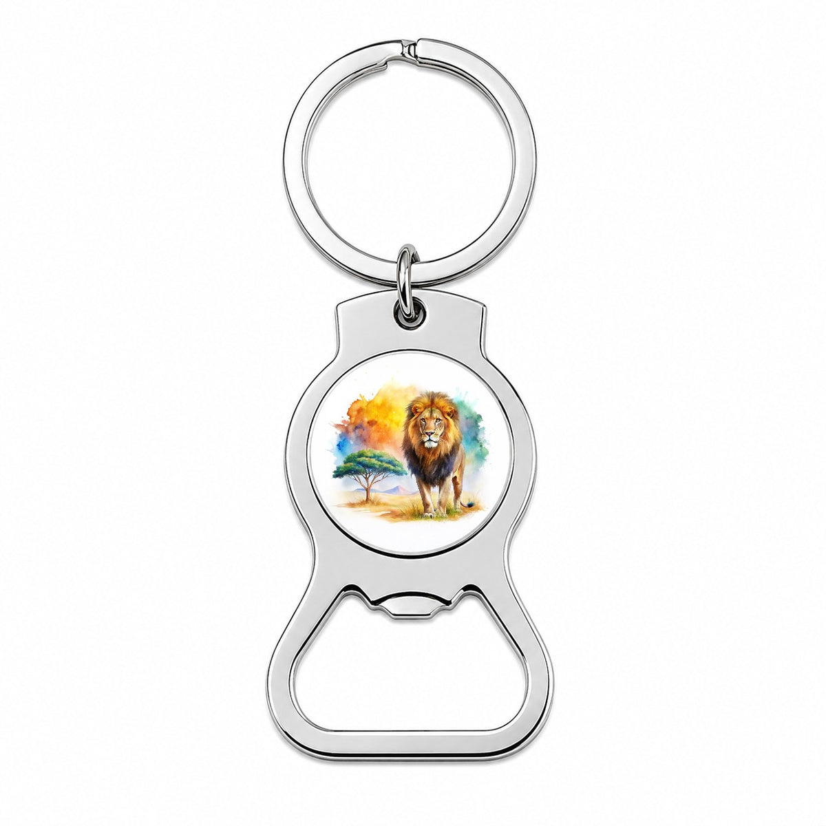 Lion African Plain Beautiful Watercolor Bottle Opener Keychain