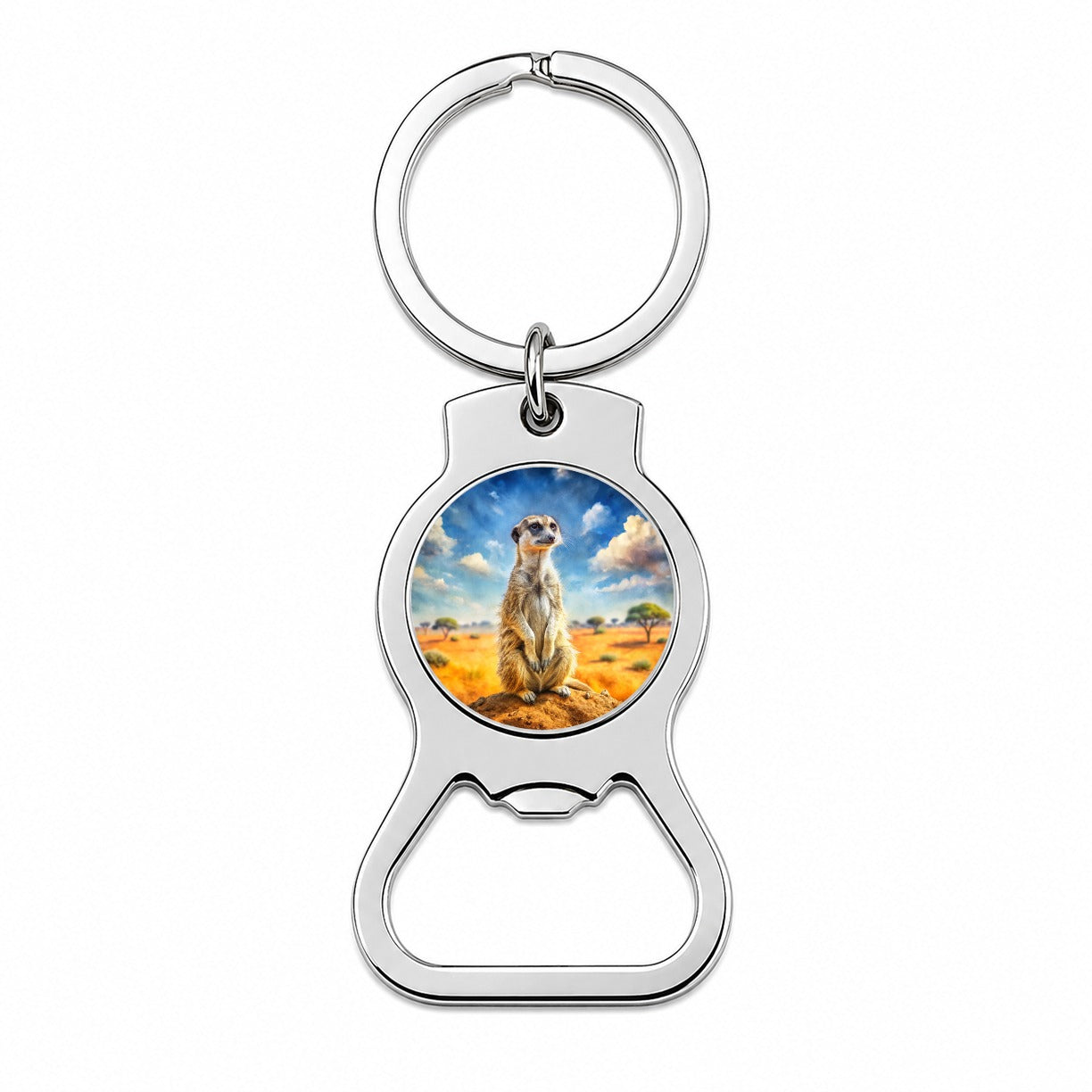 Meerkat African Plain Watercolor Design Bottle Opener Keychain