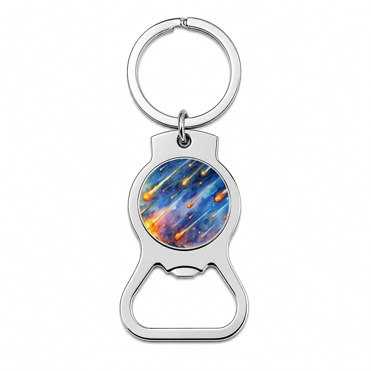 Meteors Watercolor Bottle Opener Keychain
