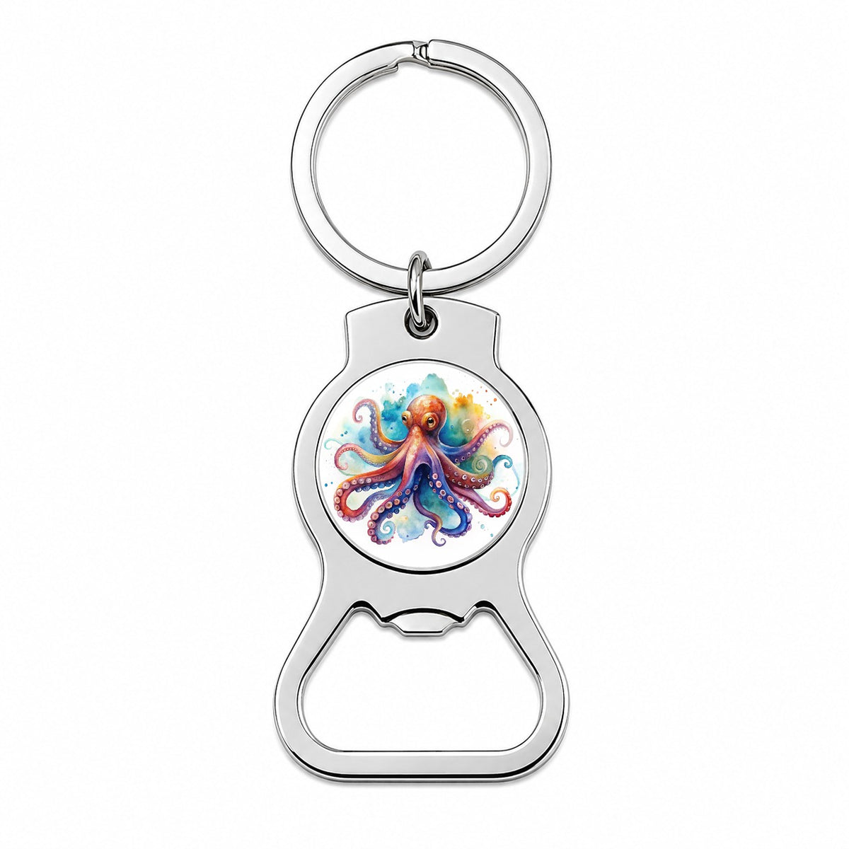 Octopus Watercolor Colorful Bottle Opener Keychain