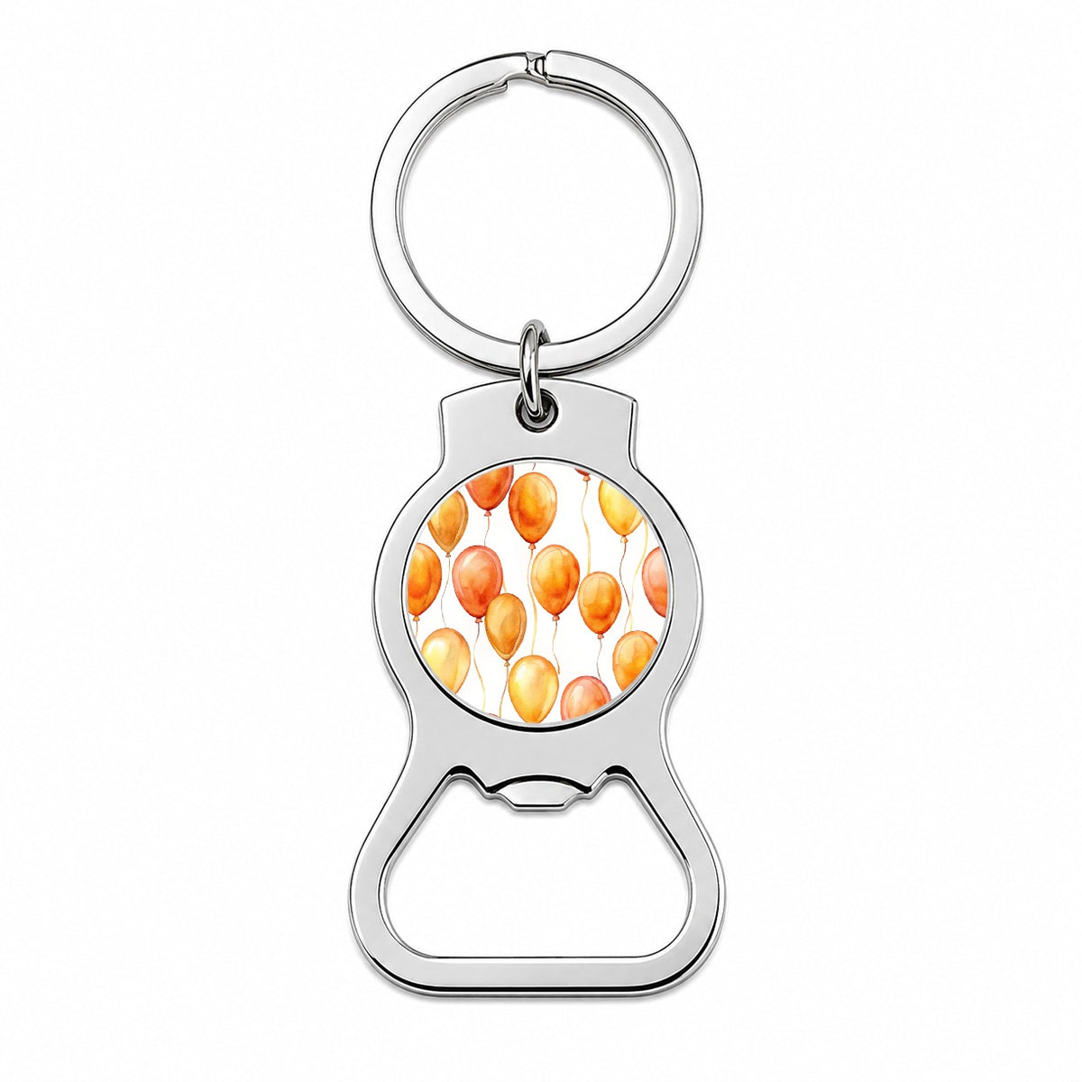 Orange Balloons Watercolor Birthday Bottle Opener Keychain