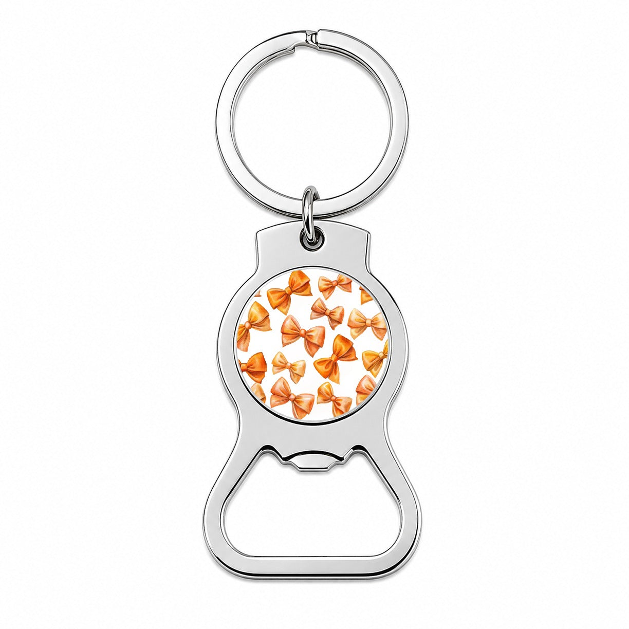 Orange Scattered Coquette Bows Watercolor Bottle Opener Keychain