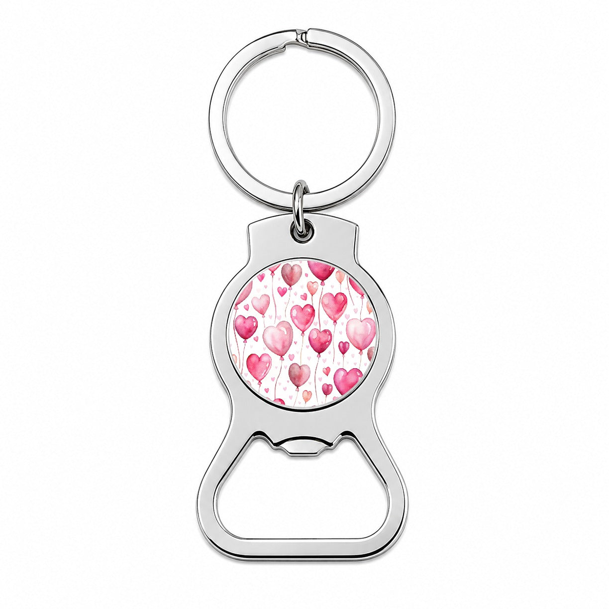 Pink Balloons Hearts Watercolor Birthday Valentine's Love Bottle Opener Keychain