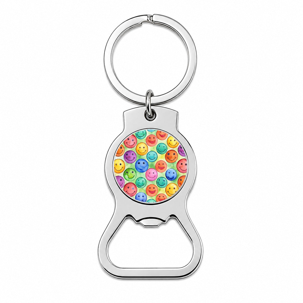 Smile Faces Watercolor Bottle Opener Keychain